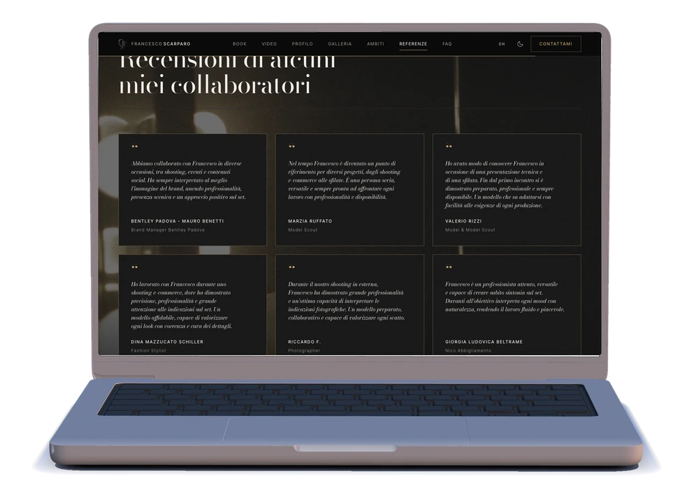 Il sito moda: le referenze dei brand e dei collaboratori