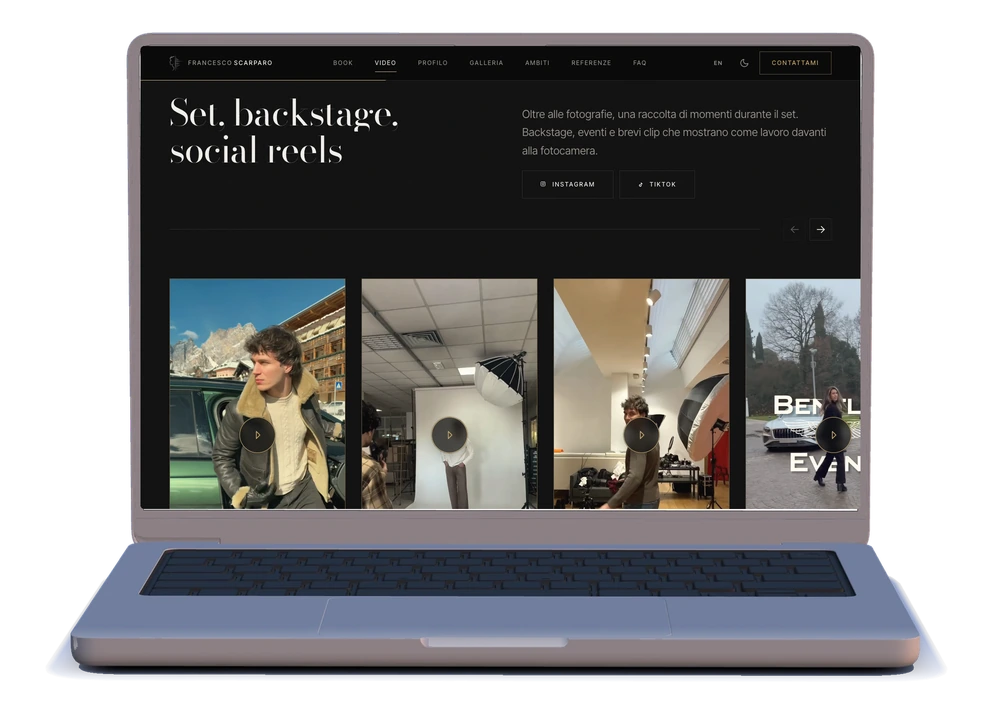 Il sito moda: la sezione video con backstage, set e clip social