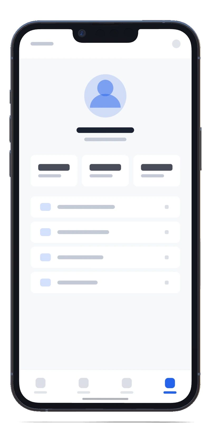Schermata elenco di un'app mobile con voci e filtri