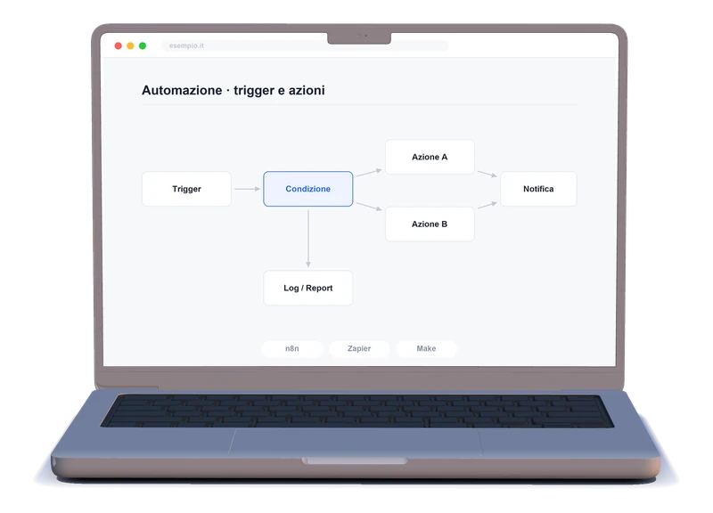 Diagramma di flusso di un'automazione con trigger, condizioni e azioni